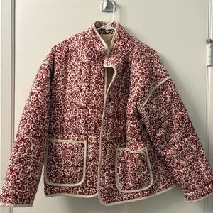 Amazon Red and White Floral Utility Jacket